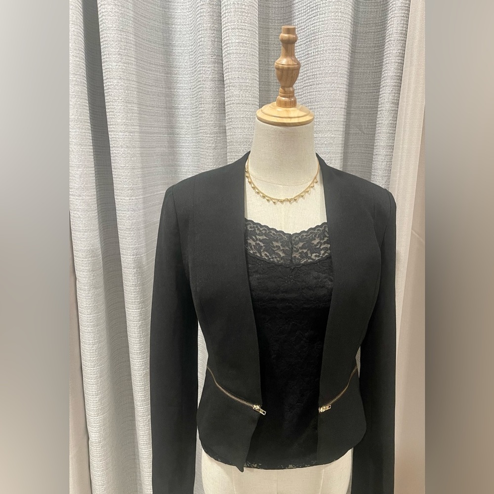 Guess Solid Black Mid-Waste Blazer - image 2